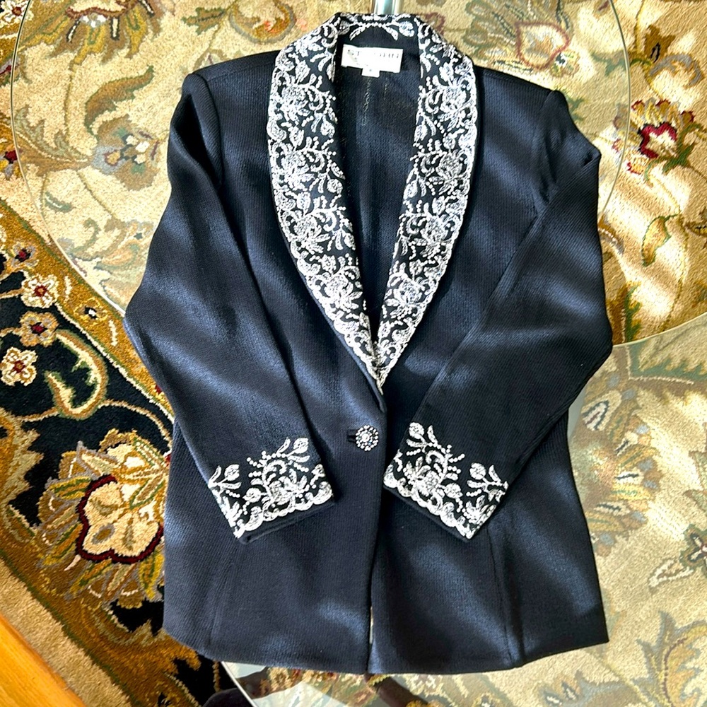 St. John Black embellished knit dinner jacket.